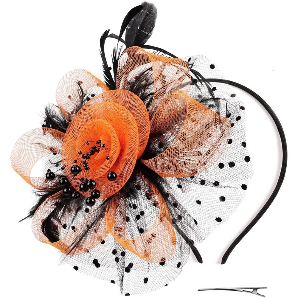 Fascinator Hat Flower Feather Mesh Veil Wedding Tea Party Cocktail Hat Headwear